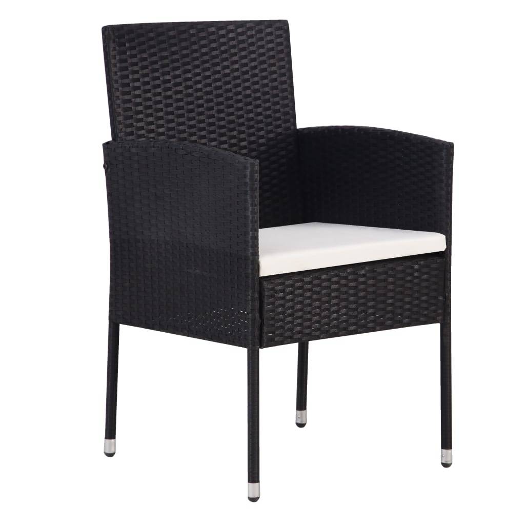 Lot de 4 Chaises de jardin avec coussins - Chaises d'extérieur - Fauteuils de jardin blanc crème+Noir résine tressée-JU12571 - Image 1