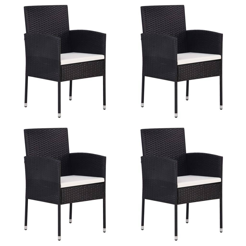 Lot de 4 Chaises de jardin avec coussins - Chaises d'extérieur - Fauteuils de jardin blanc crème+Noir résine tressée-JU12571 - Image 2