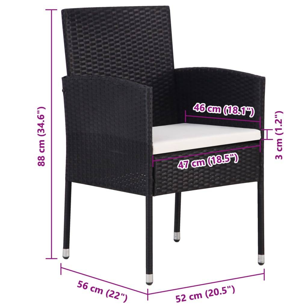 Lot de 4 Chaises de jardin avec coussins - Chaises d'extérieur - Fauteuils de jardin blanc crème+Noir résine tressée-JU12571 - Image 7