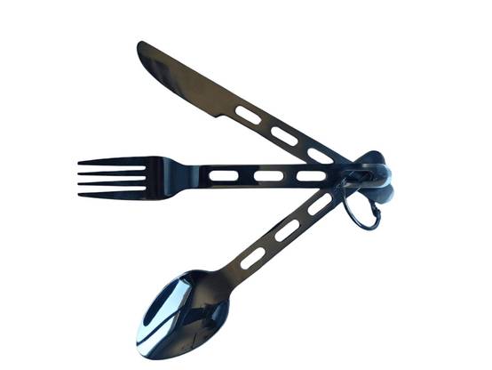 Set de couverts de camping - En acier - Anneau porte clés - O 'camp - Image 1