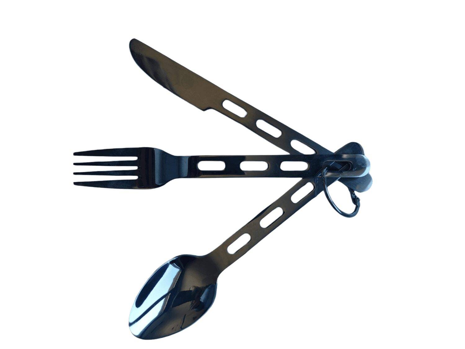 Set de couverts de camping - En acier - Anneau porte clés - O 'camp - Imagen 1