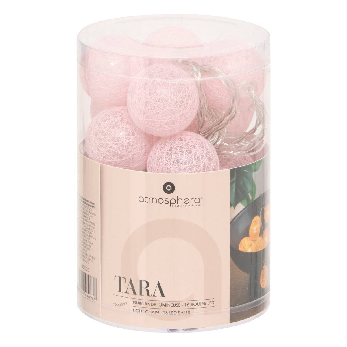 Atmosphera - Guirlande LED 16 boules pile rose clair L255cm - Atmosphera Créateur d'intérieur - Image 4