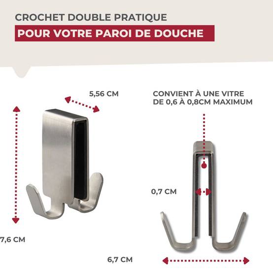 Double crochet pour paroi de douche en inox Fackelmann Tecno - Image 4