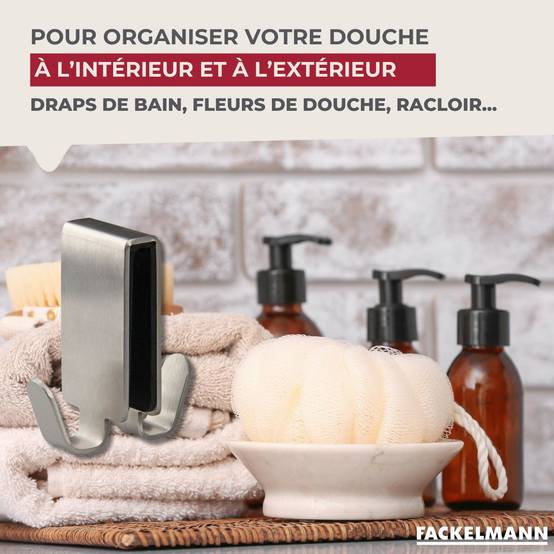 Double crochet pour paroi de douche en inox Fackelmann Tecno - Image 5