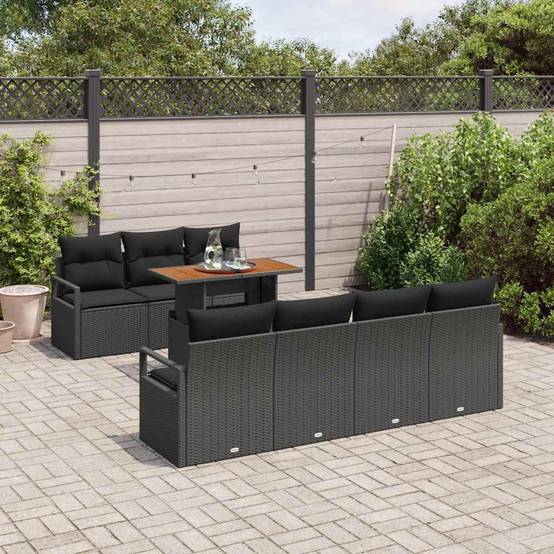 Canapé Extérieur Modulable 8 Pièces Noir et Marron en Polyrotin avec Coffres et Pieds Ajustables – ComfortXL Outdoor Living - Image 3