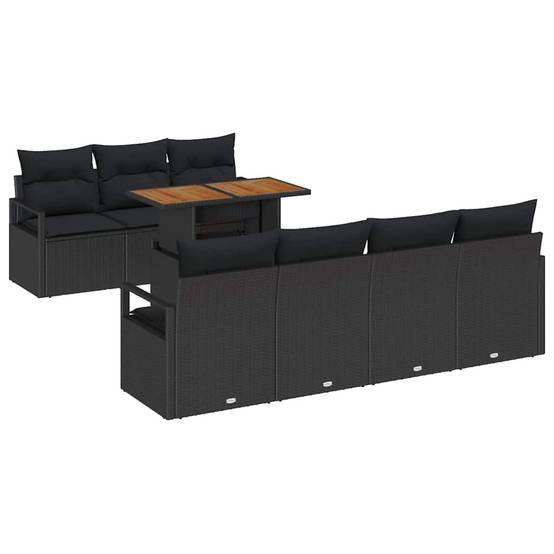 Canapé Extérieur Modulable 8 Pièces Noir et Marron en Polyrotin avec Coffres et Pieds Ajustables – ComfortXL Outdoor Living - Image 2