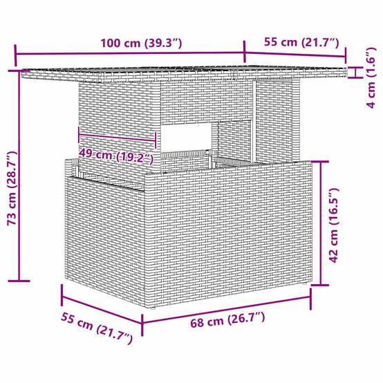 Canapé Extérieur Modulable 8 Pièces Noir et Marron en Polyrotin avec Coffres et Pieds Ajustables – ComfortXL Outdoor Living - Image 5