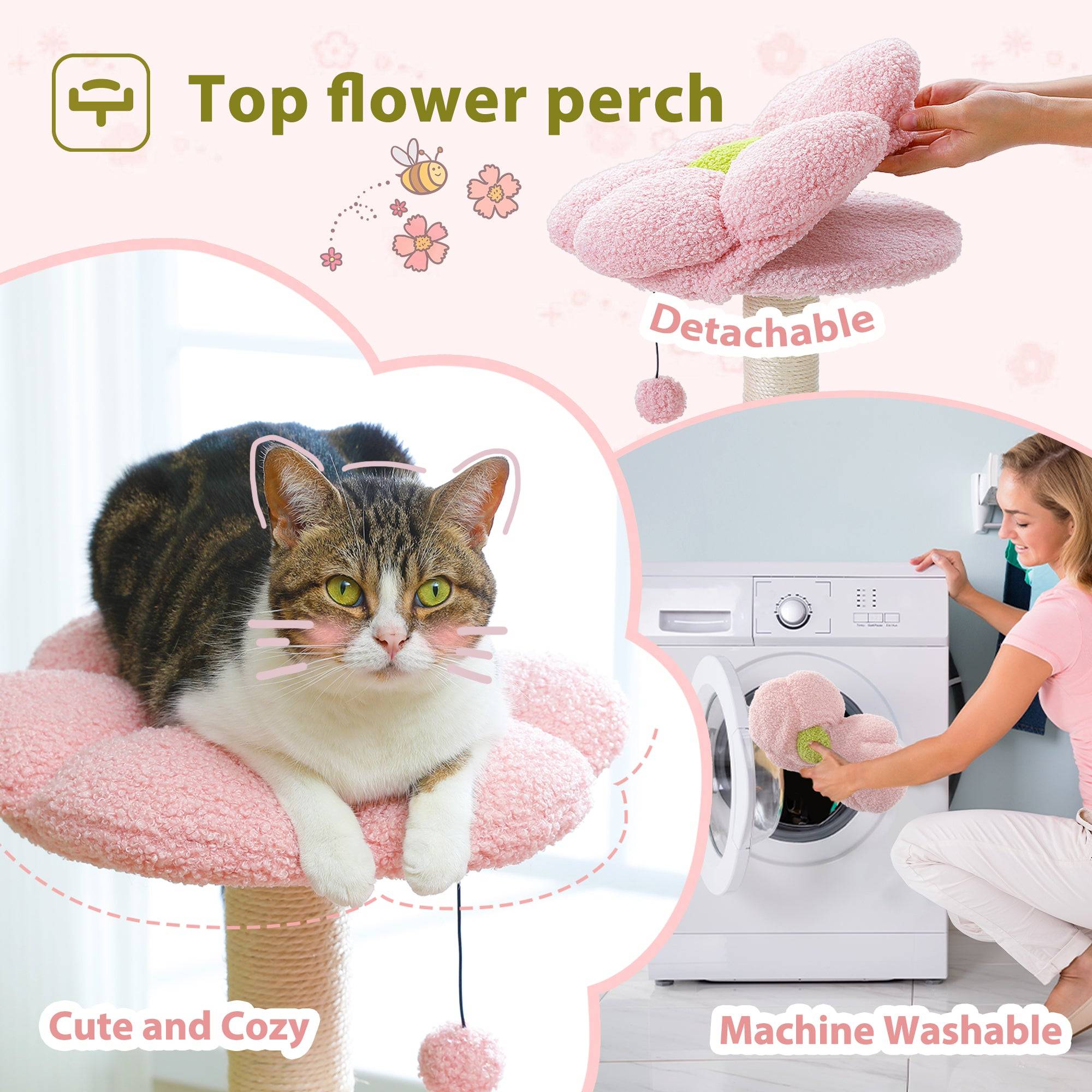 Arbre à Chat Fleur 93 cm Bleu / Rose PAWZ Road - Image 9