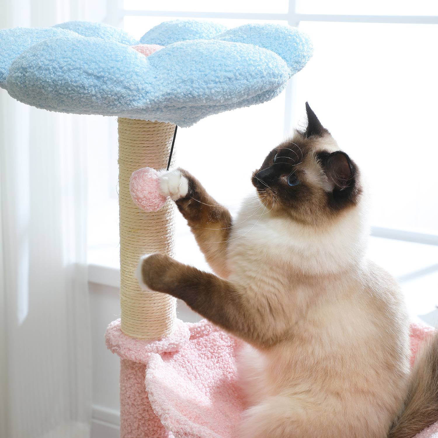 Arbre à Chat Fleur 93 cm Bleu / Rose PAWZ Road - Image 4
