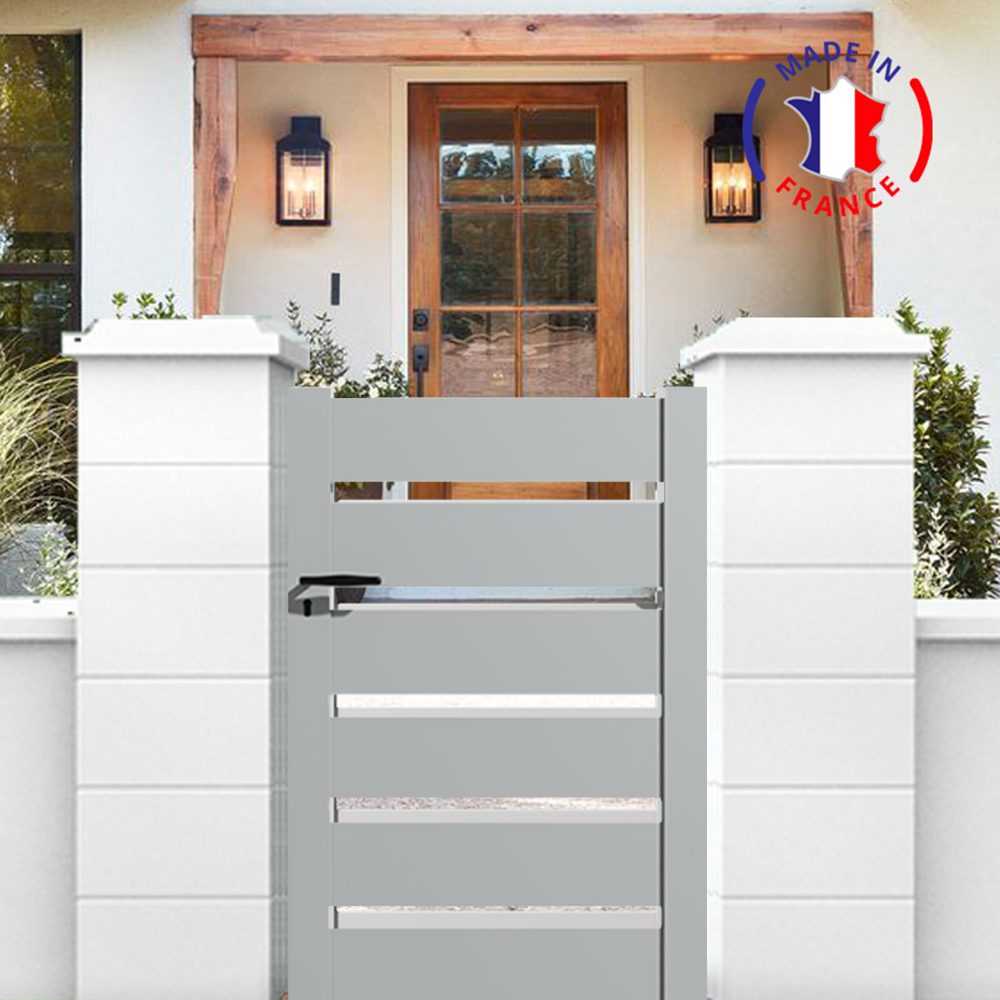 Portail Packit - Portillon en kit alu SAH dim. L.1000 (entre piliers) x H.1500 mm  Gris Lumière (RAL 7035)