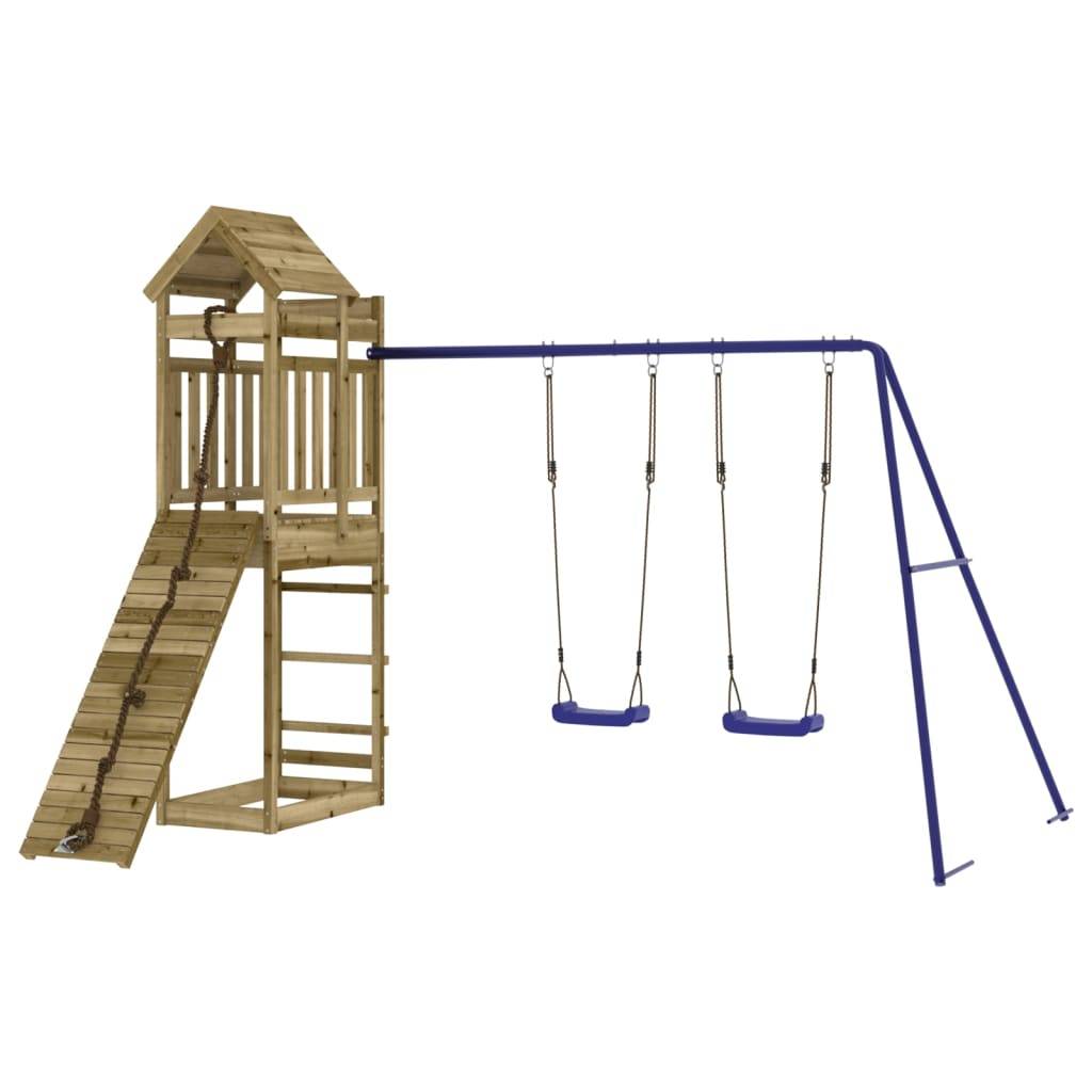 Helloshop26 - Aire de jeux d'extérieur balançoires toboggan portiques robuste jeux jardin 319 x 259 x 238 cm bois de pin imprégné - Imagen 3