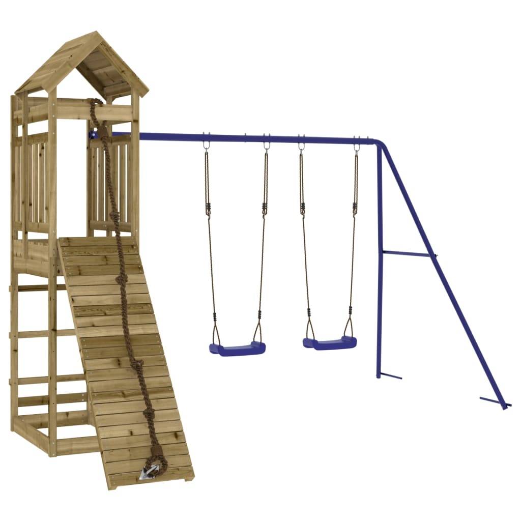Helloshop26 - Aire de jeux d'extérieur balançoires toboggan portiques robuste jeux jardin 319 x 259 x 238 cm bois de pin imprégné - Imagen 1