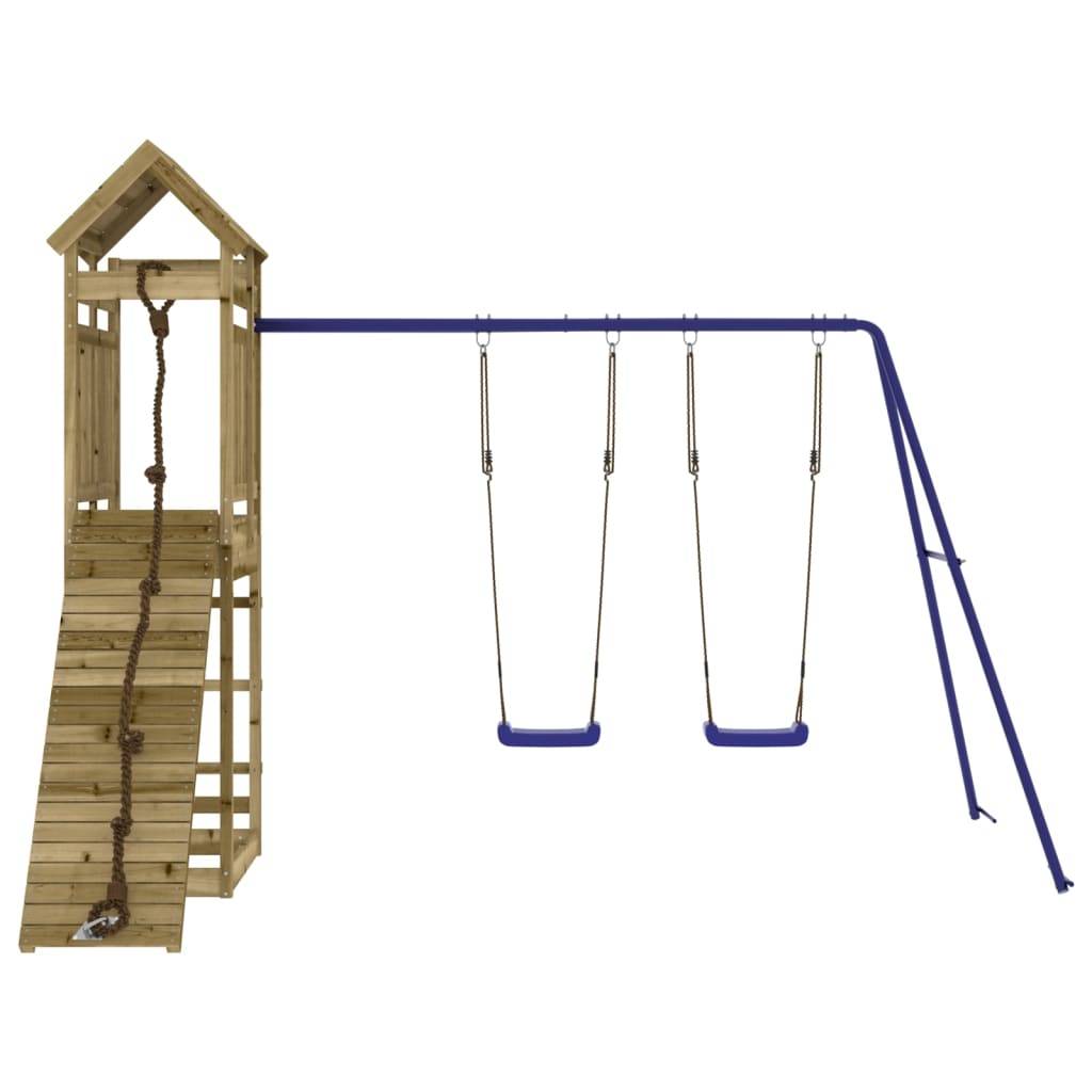 Helloshop26 - Aire de jeux d'extérieur balançoires toboggan portiques robuste jeux jardin 319 x 259 x 238 cm bois de pin imprégné - Imagen 2
