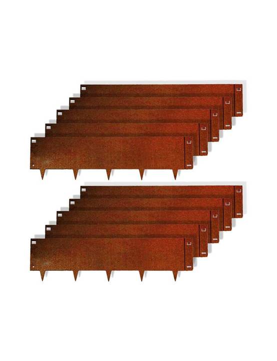 10pcs Bordure de Jardin Métal Acier Corten Brut 100x26,5cm épaisseur 1,5mm - madecoupesurmesure