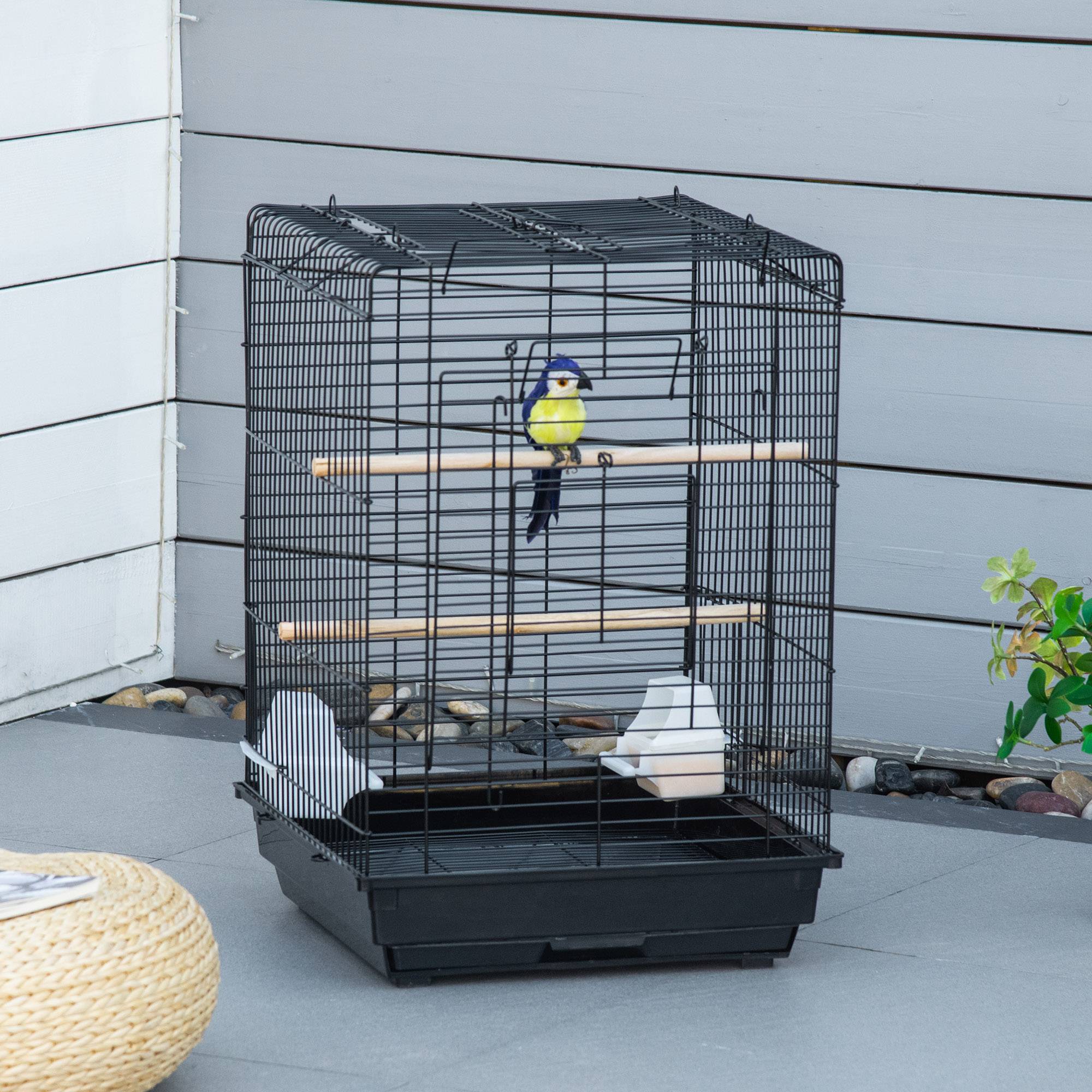 Cage à oiseaux métal noir 40 x 40 x 59 cm - PANGIVO - Image 4