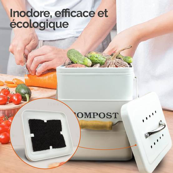 Lot de 5 filtres à charbon actif pour composteur, poubelle à compost - Rectangle - Linxor - Image 4