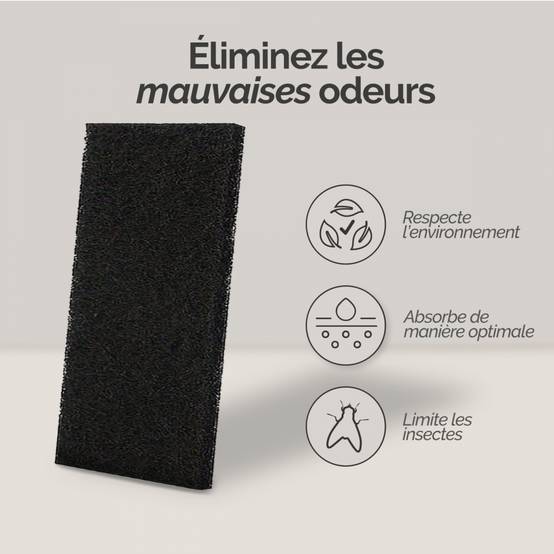 Lot de 5 filtres à charbon actif pour composteur, poubelle à compost - Rectangle - Linxor - Image 3