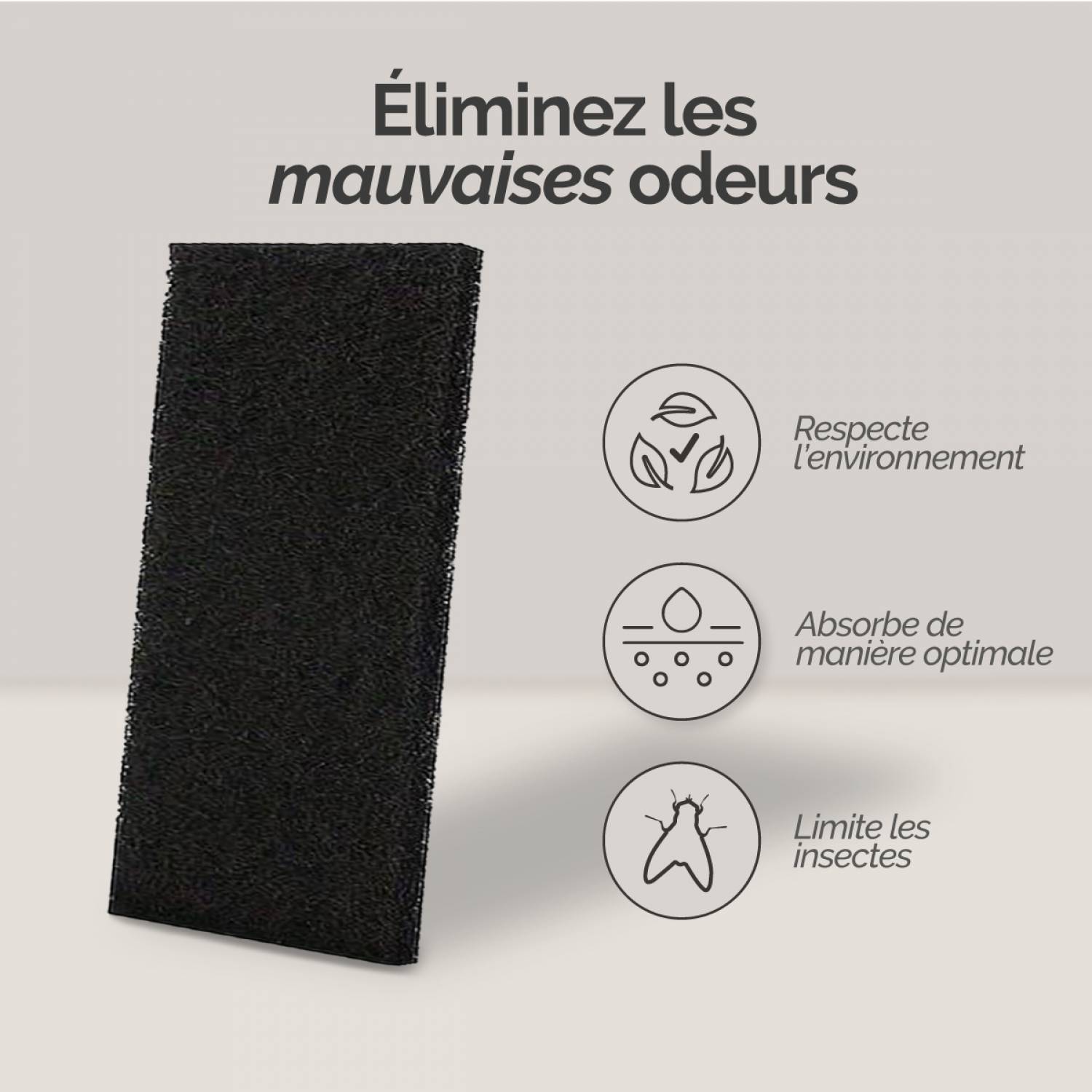 Lot de 5 filtres à charbon actif pour composteur, poubelle à compost - Rectangle - Linxor - Image 3