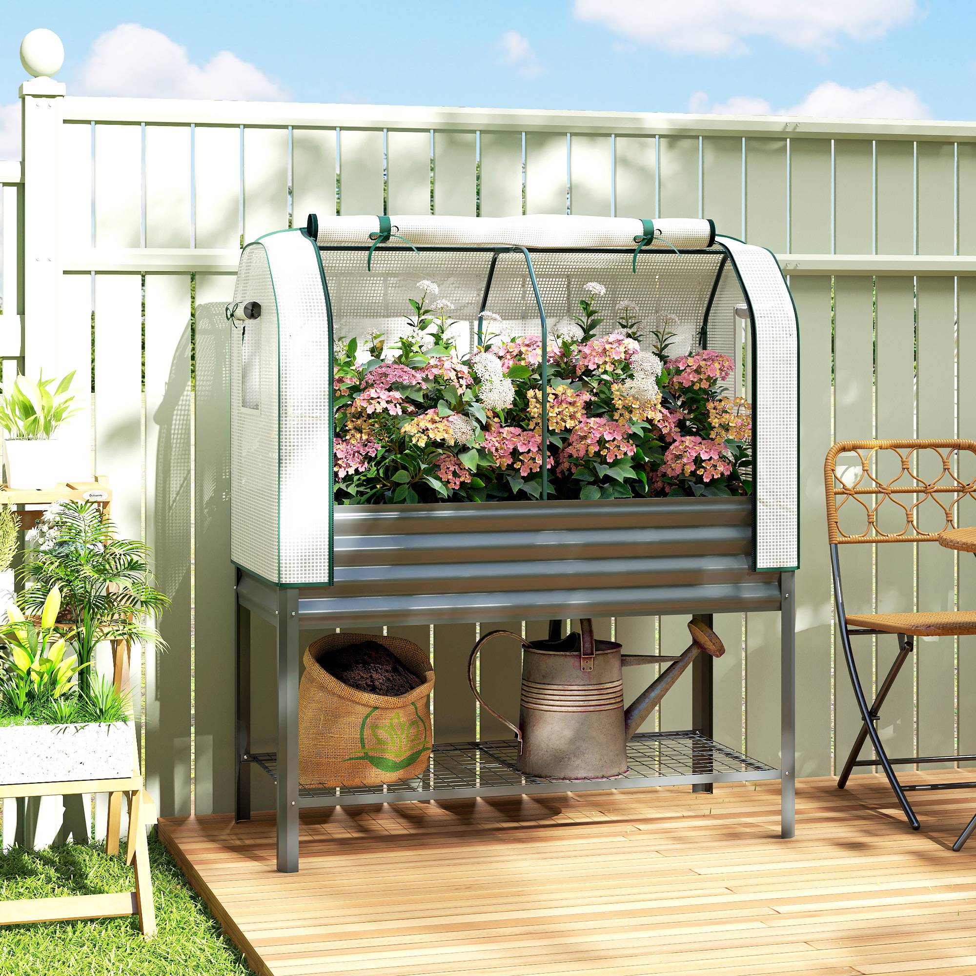 PANGIVO - Potager sur pied avec serre acier galvanisé gris 120 x 55 x 140 cm - PANGIVO - Image 4