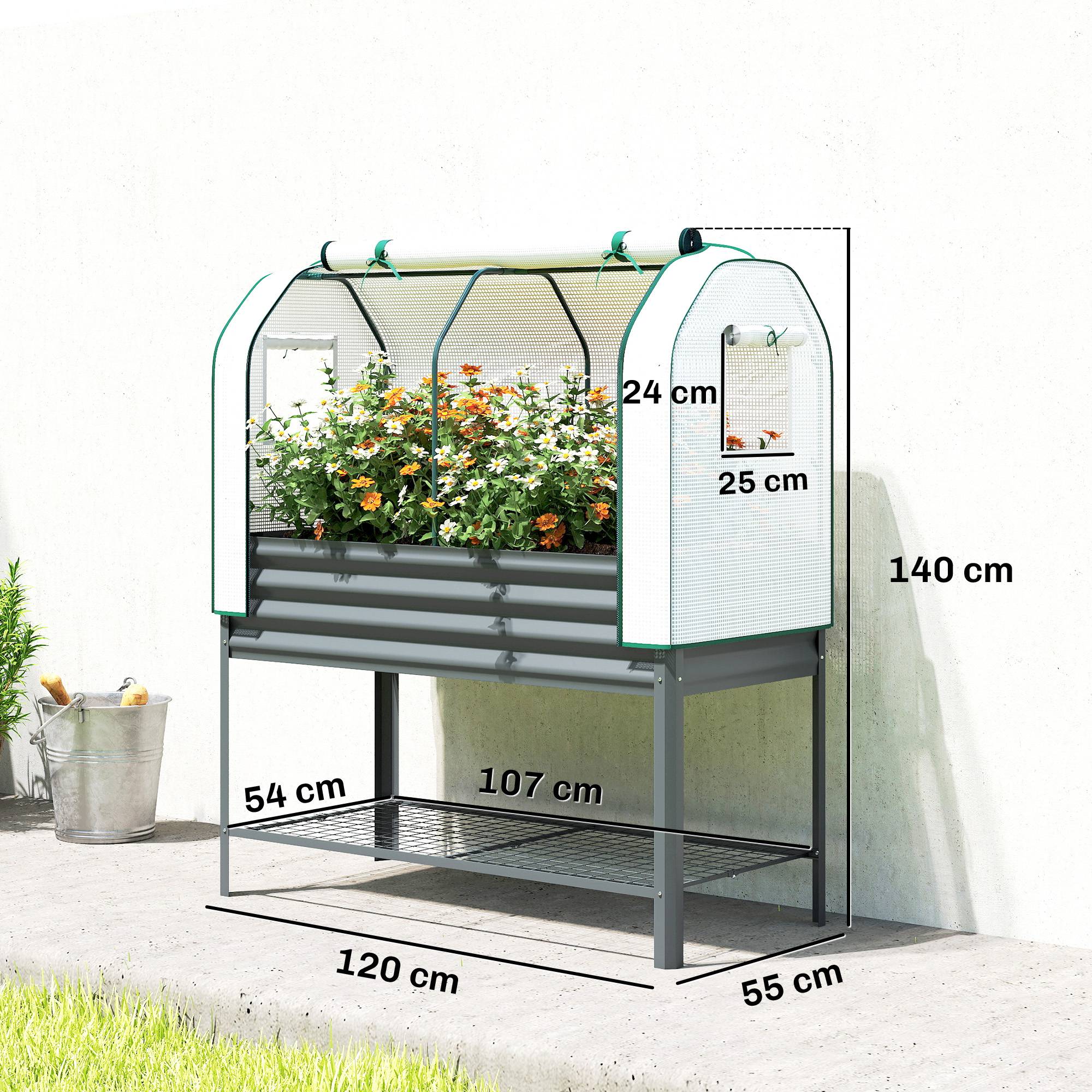 PANGIVO - Potager sur pied avec serre acier galvanisé gris 120 x 55 x 140 cm - PANGIVO - Image 5