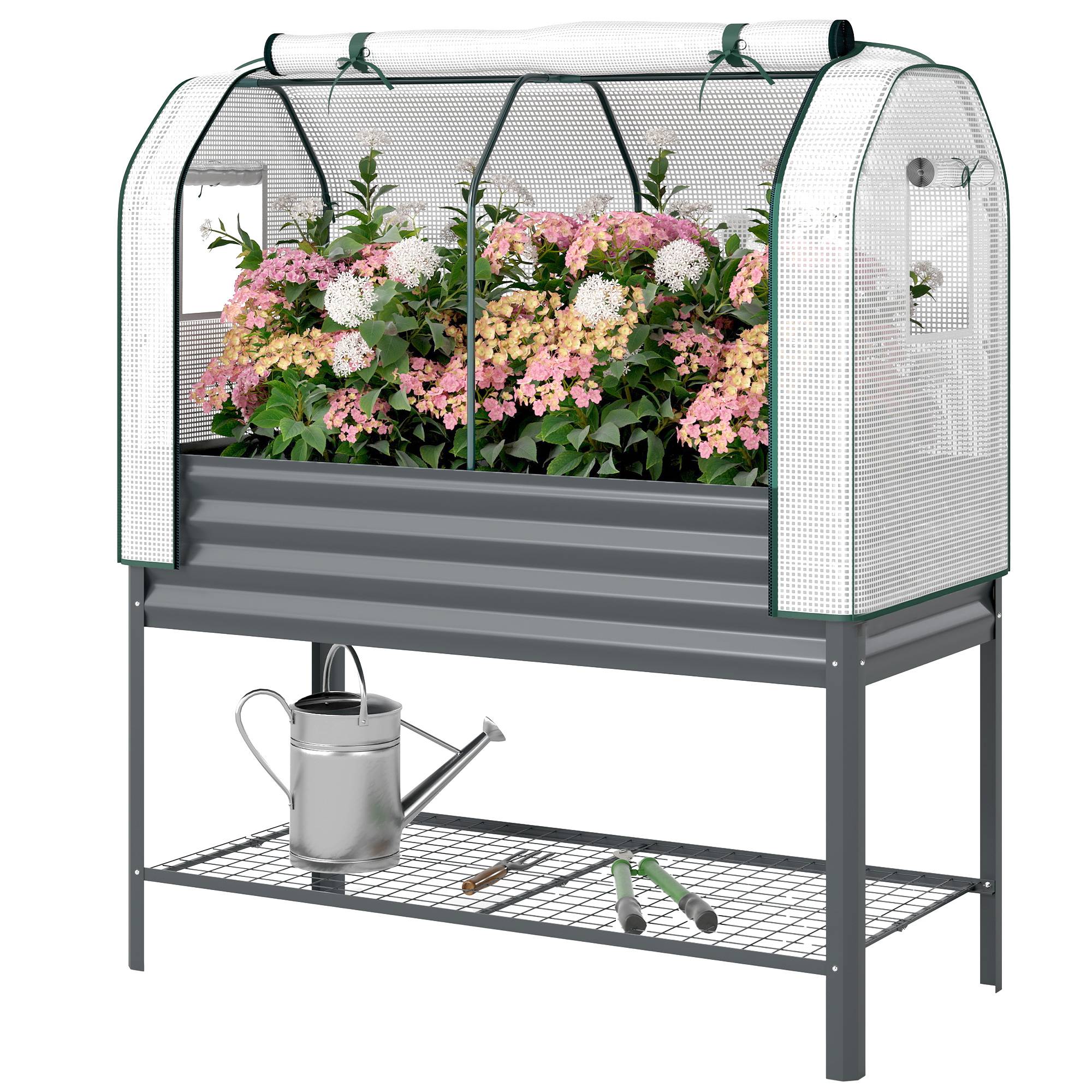 PANGIVO - Potager sur pied avec serre acier galvanisé gris 120 x 55 x 140 cm - PANGIVO - Image 2