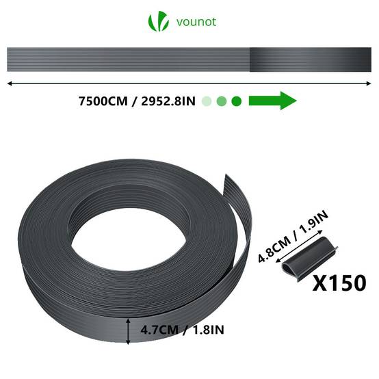 Kit de lamelles occultantes PVC brise vue 75m x 4.7cm avec 150 clips Gris - Image 4