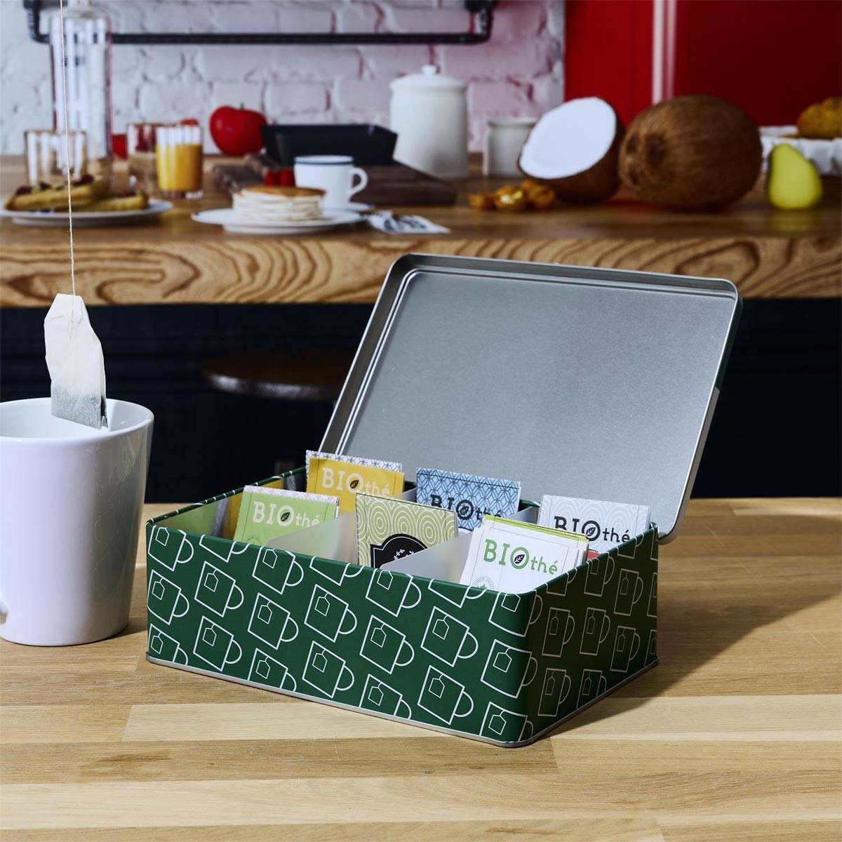 Cook Concept - Boîte à Thé en Métal "Ludique" 20cm Vert - Image 4