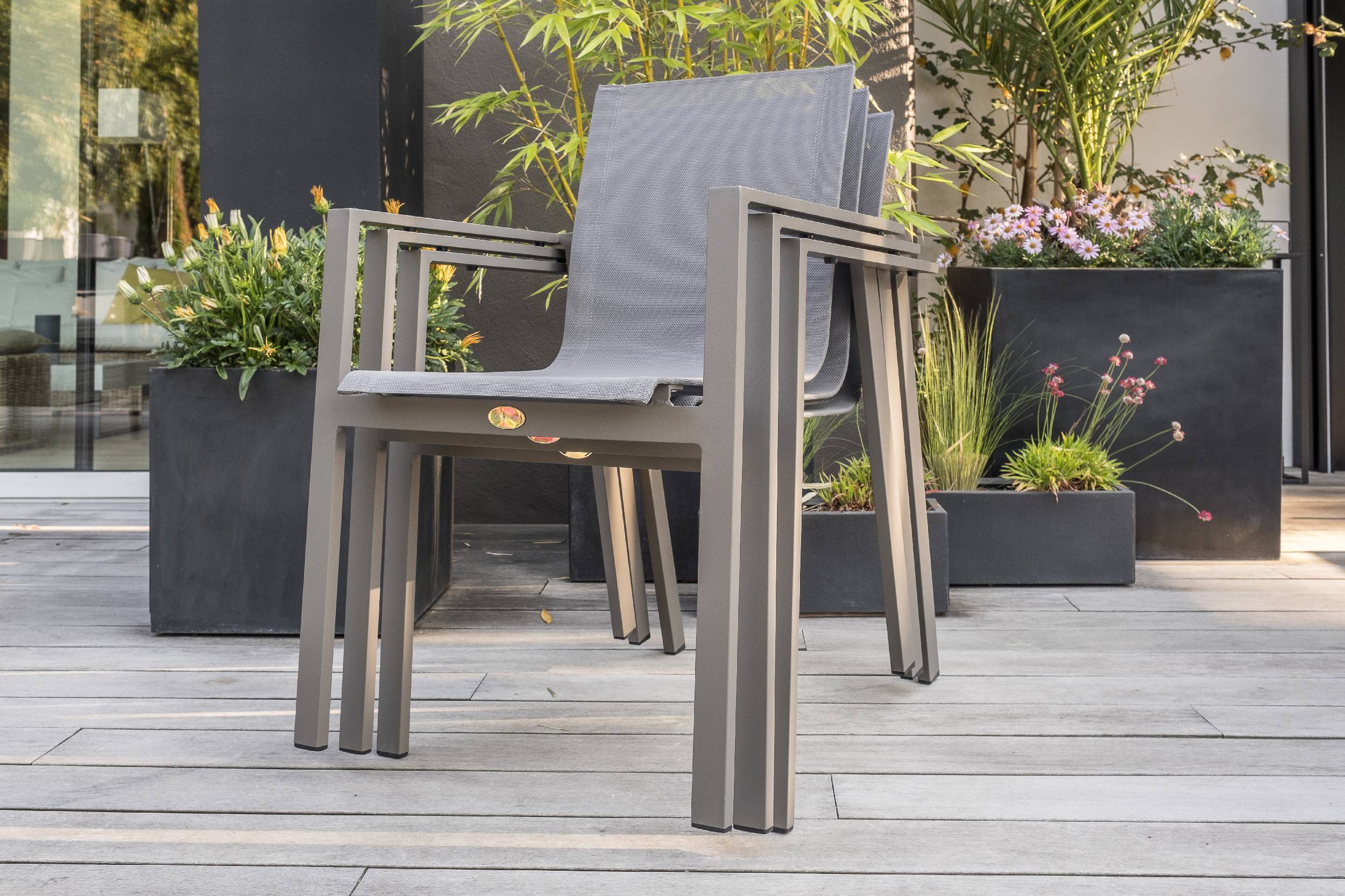 Dcb Garden - Fauteuil de jardin ZAHARA en aluminium et textilène taupe - DCB GARDEN - Imagen 2