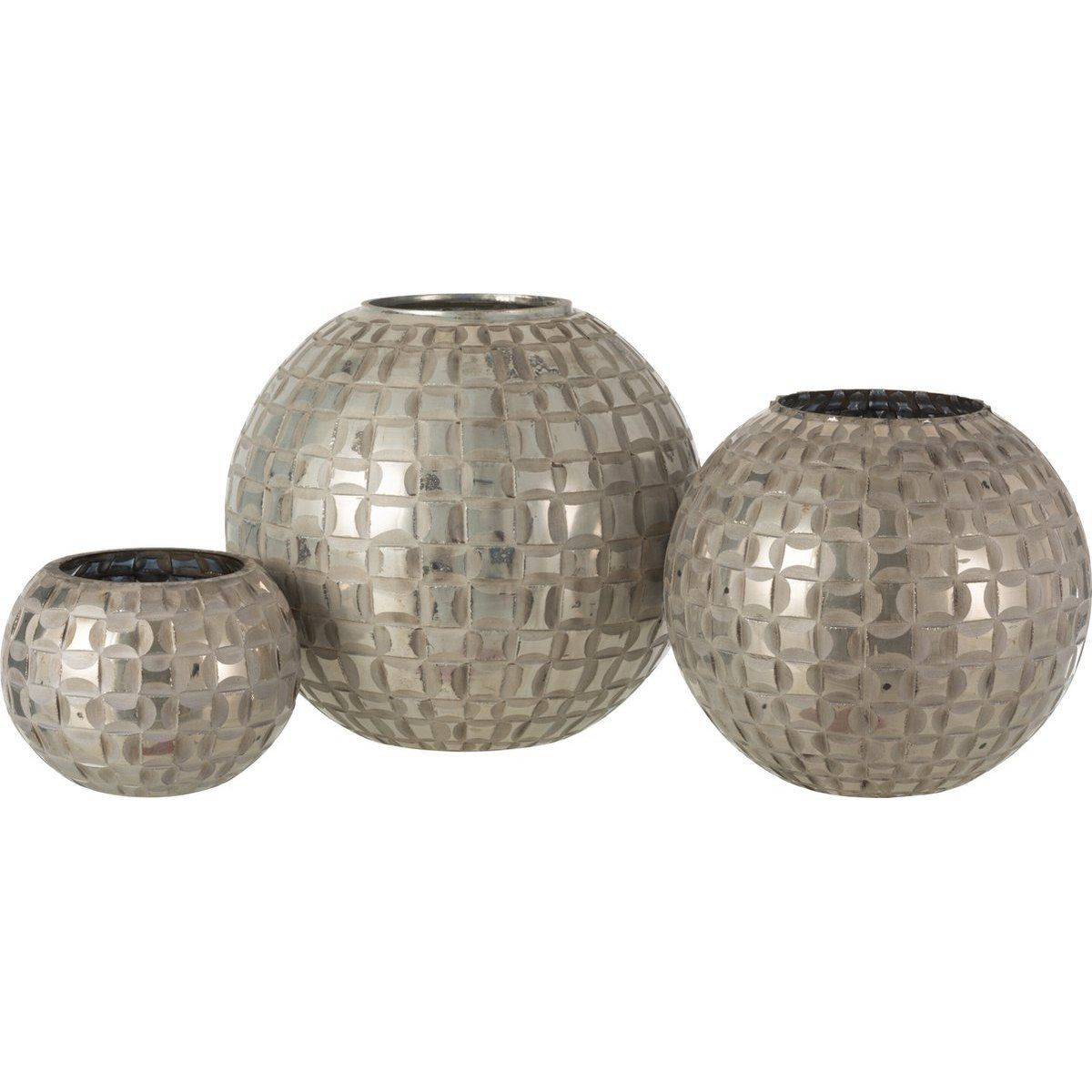 Photophore Déco en Verre "Alara" 29cm Gris - Image 2