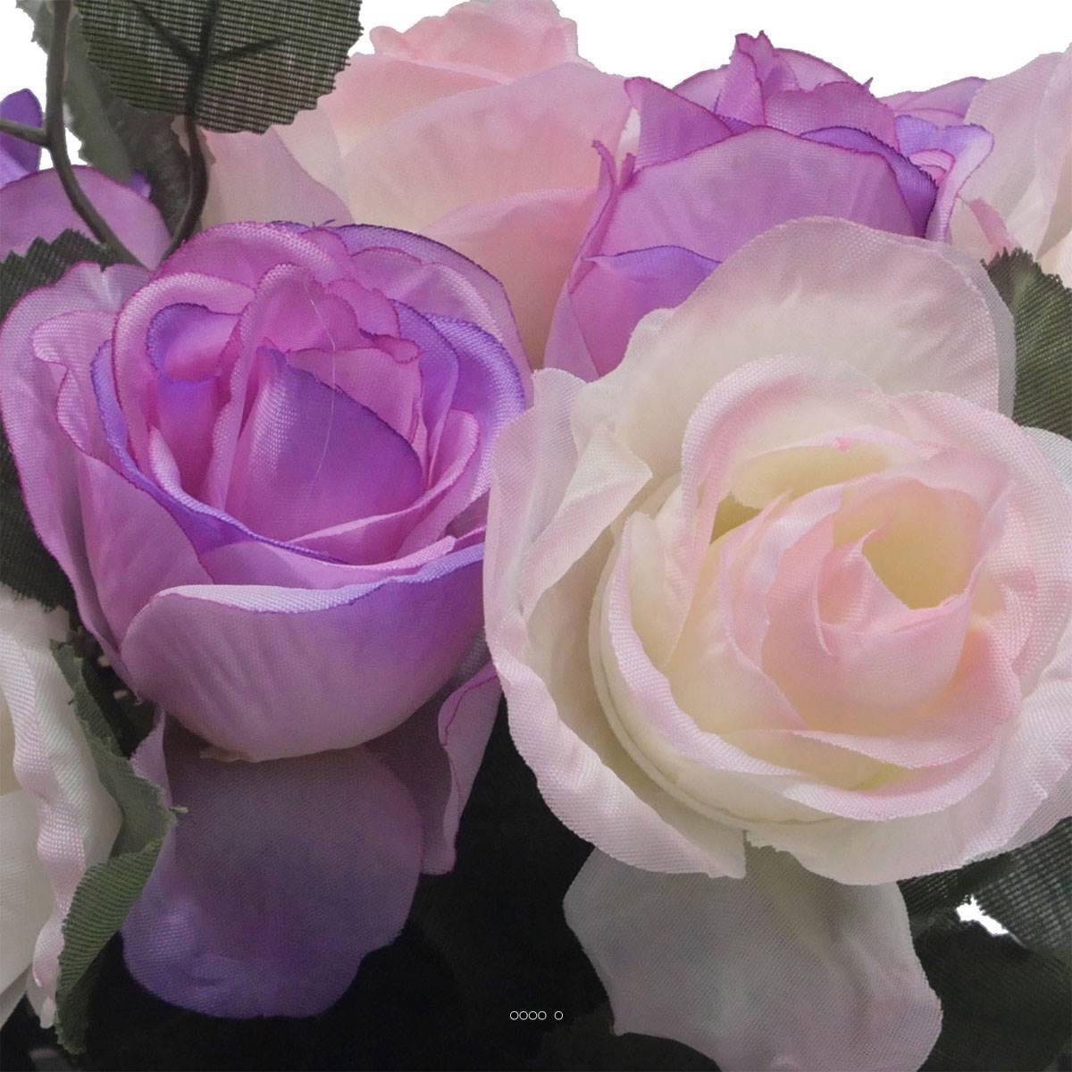 Artificielles - Bac carré fleurs artificielles Rose et lierre Mauve violet pour la Toussaint - couleur: Mauve violet - Imagen 3