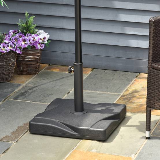 Pied de parasol HDPE et ciment jardin maintien stable 20kg noir 41,5x41,5cm - ComfortXL Outdoor Living - Image 1