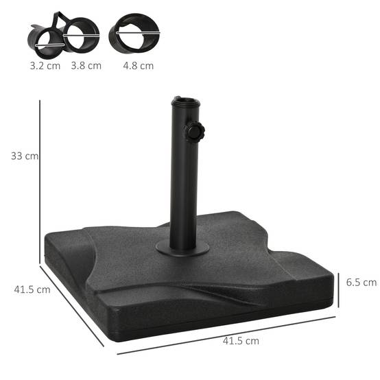 Pied de parasol HDPE et ciment jardin maintien stable 20kg noir 41,5x41,5cm - ComfortXL Outdoor Living - Image 3