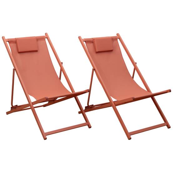 Lot de 2 chiliennes CYPRUS - textilène terracotta/structure terracotta - HAPPY GARDEN - Image 1