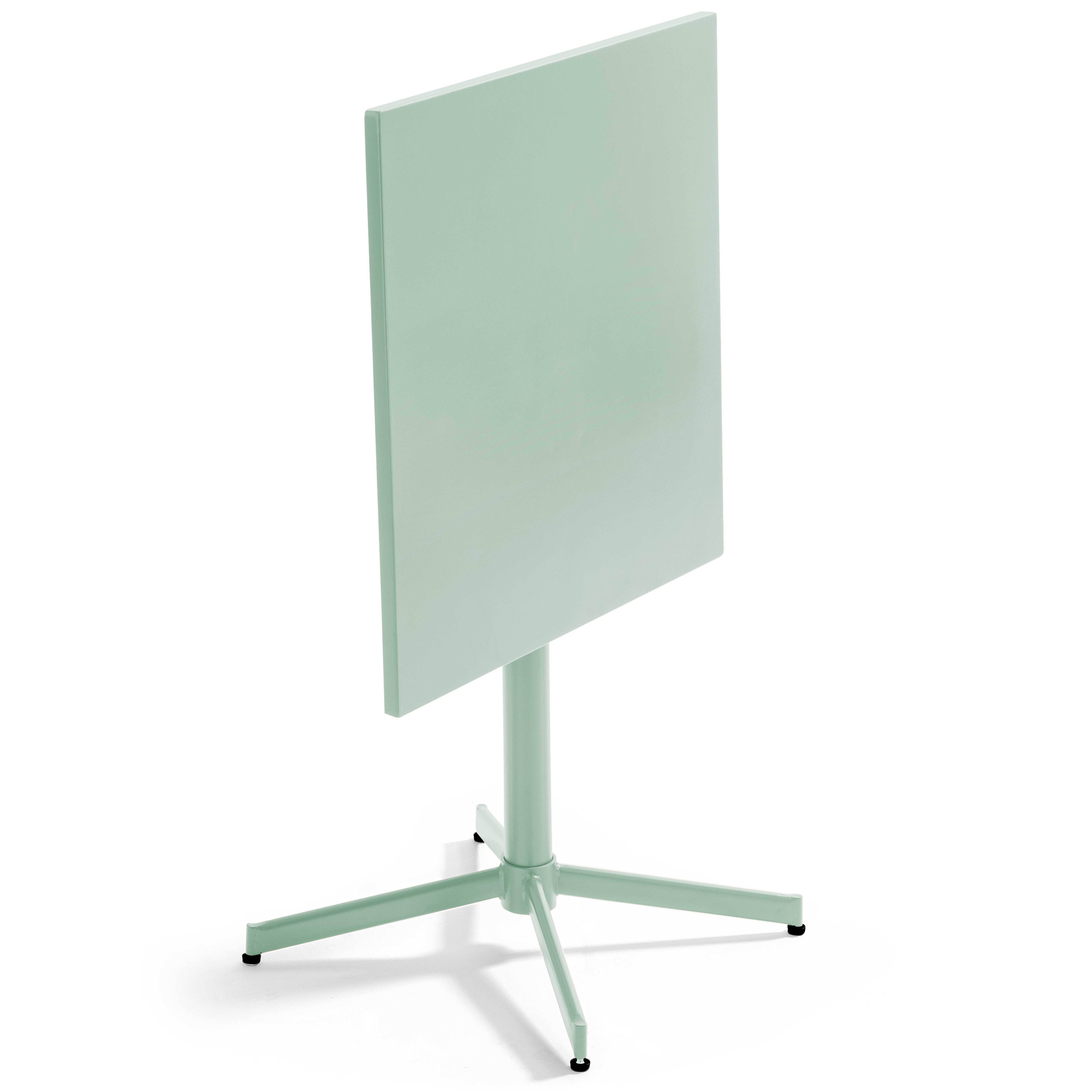 Oviala - Table de jardin carrée bistro inclinable en acier vert sauge 70cm Palavas - Oviala - Imagen 4