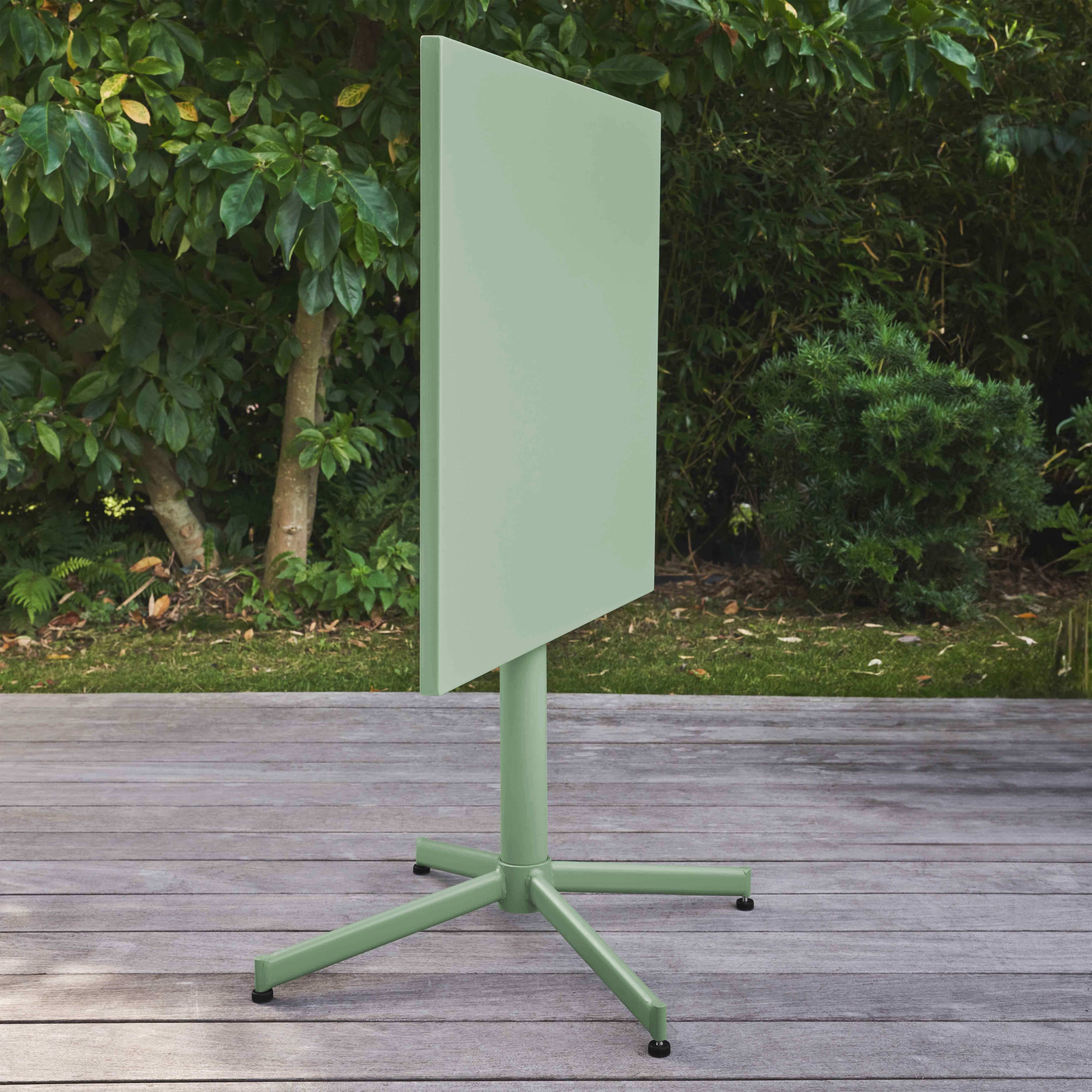 Oviala - Table de jardin carrée bistro inclinable en acier vert sauge 70cm Palavas - Oviala - Imagen 3