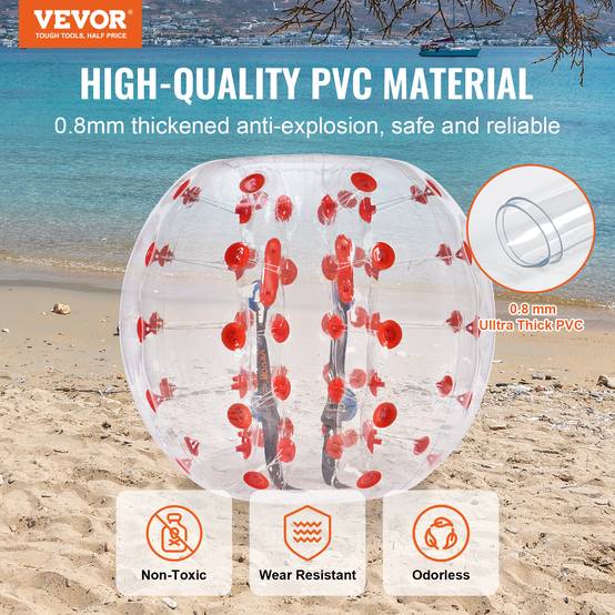 Vevor - VEVOR Bulle gonflable 1.2m pois rouge PVC 0.8mm, pour jeux en plein air adolescents/adultes. - Image 2