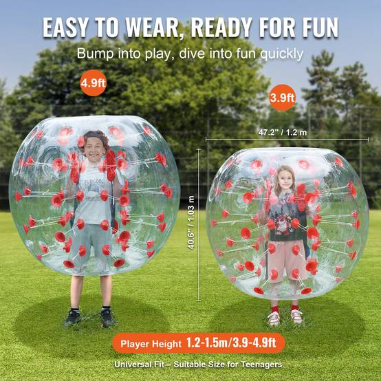 Vevor - VEVOR Bulle gonflable 1.2m pois rouge PVC 0.8mm, pour jeux en plein air adolescents/adultes. - Image 3