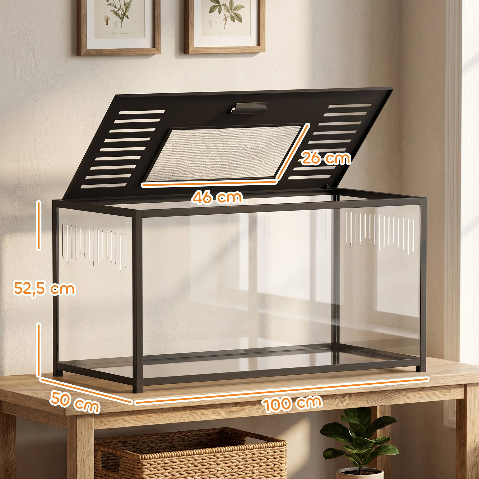 Grande cage hamster aluminium acrylique, couvercle ouvrable, bac profond, double porte, 100x50x52,5cm - Image 5