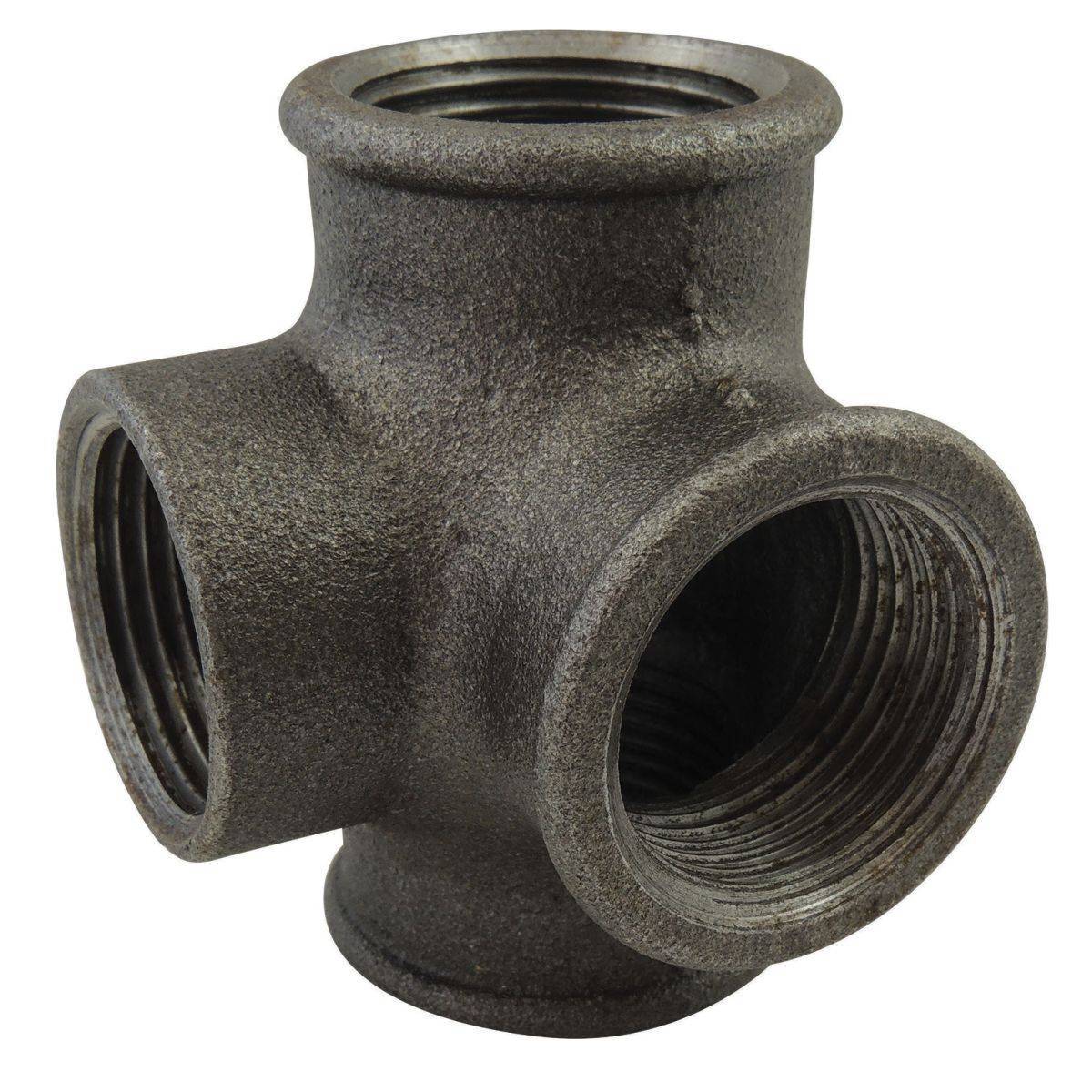 Distributeur en Té 4 Voies | Fonte Malléable Noire F/F/F/F EN 10242 - 1''1/4 - Image 1