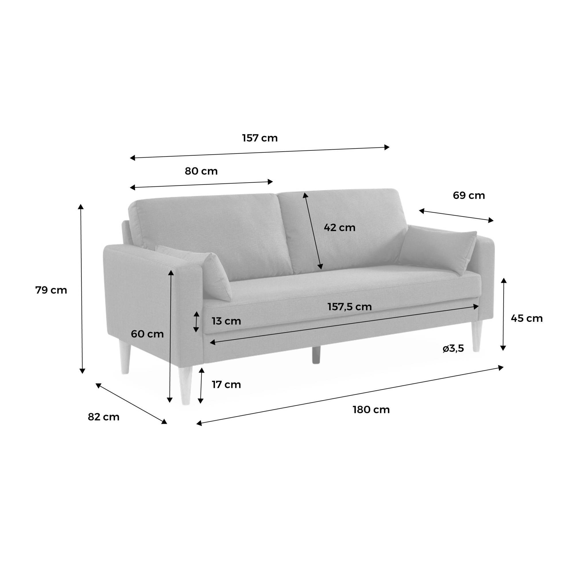 sweeek - Canapé en tissu gris clair - Bjorn - Canapé 3 places fixe droit pieds bois. style scandinave   | sweeek - Image 6