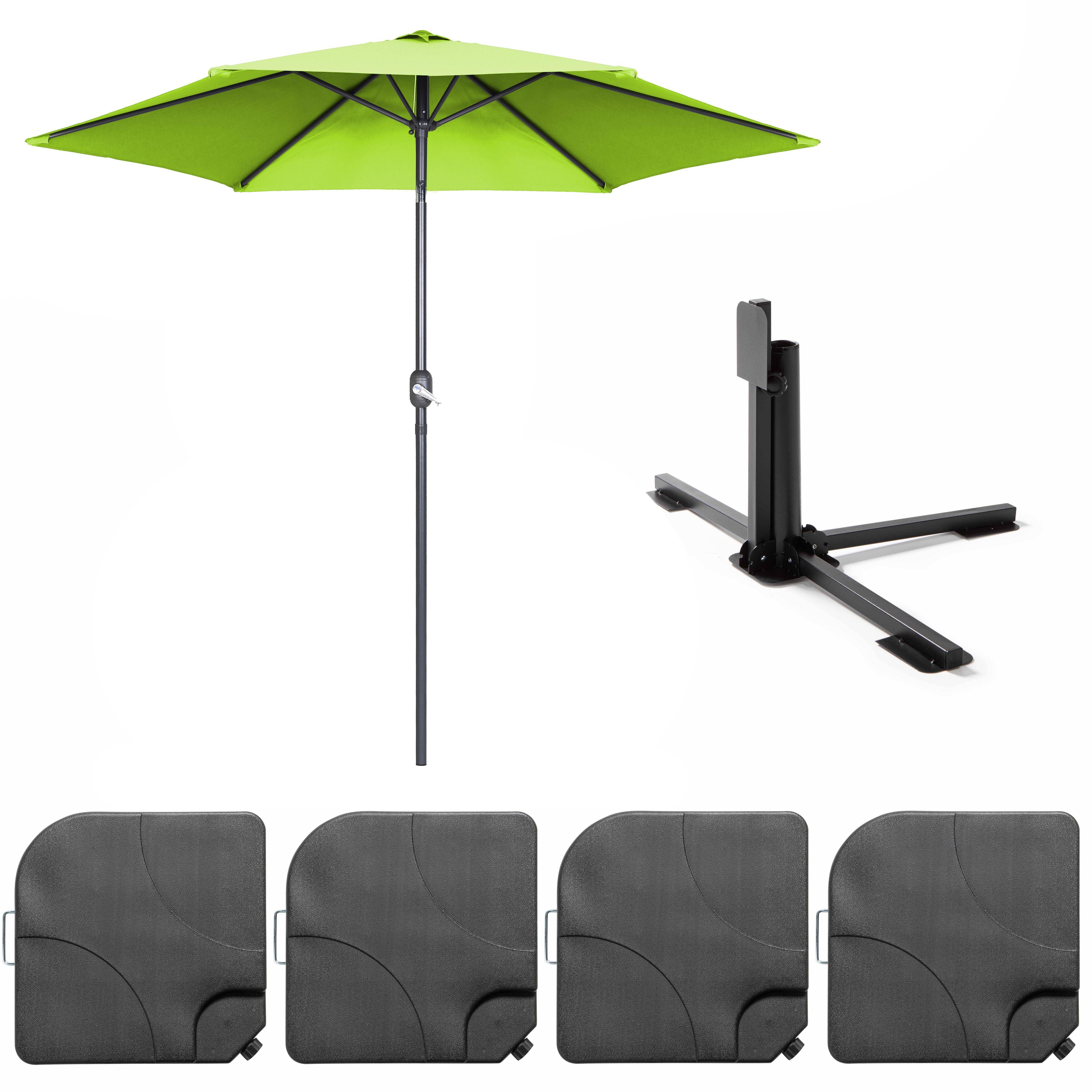 Oviala - Parasol droit inclinable 3m et 4 dalles à lester remplissables vert Matera - Oviala - Imagen 2