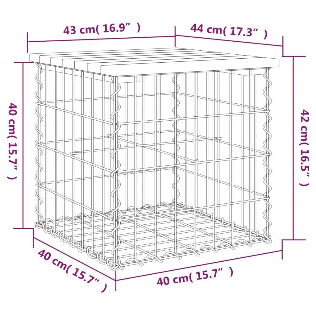 Maison Chic - Banc de jardin - Banc d'extérieur - Banquette design gabion 43x44x42 cm bois de pin imprégné - Imagen 8
