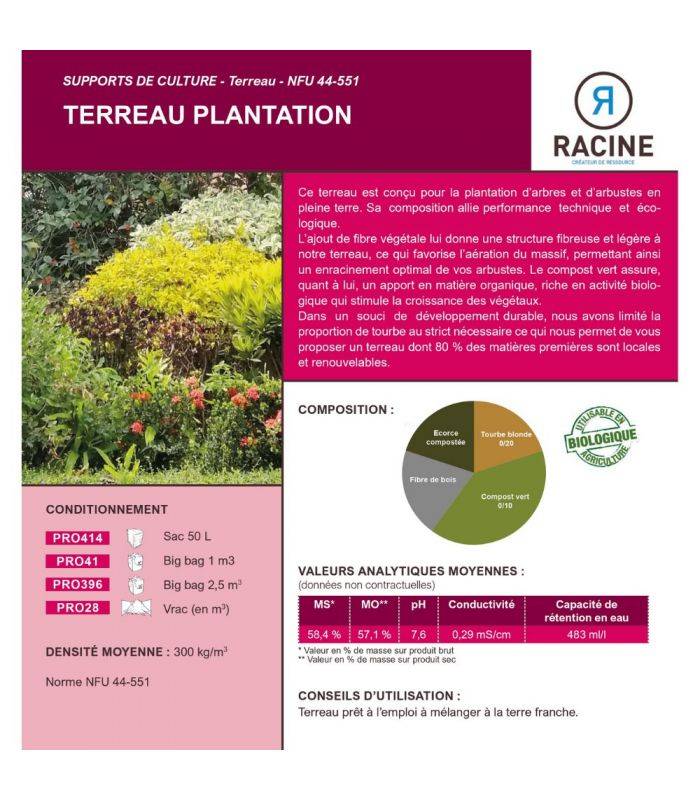 Terreau plantation enrichi en tourbe 48 sacs 50 litres - Image 3