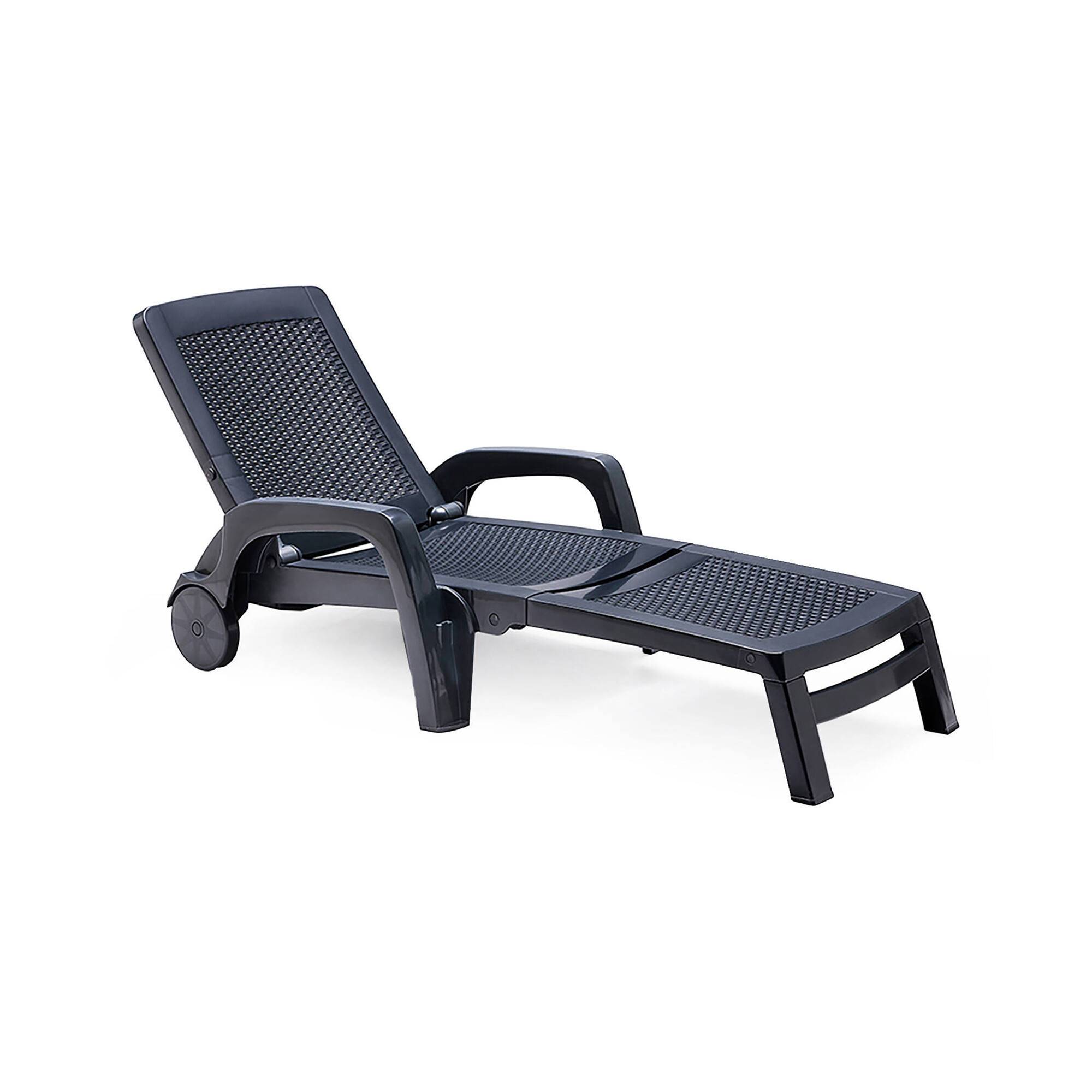 Dmora - Bain au soleil Saturno, Bain au soleil de jardin réglable avec accoudoirs, Chaise longue d'extérieur, 190x46h70 cm, Anthracite - Dmora - Imagen 1