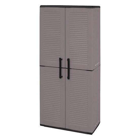 Dmora - Armoire d'extérieur Clavier, Meubles de balcon, Armoire polyvalente avec étagères, 100% Made in Italy, 68x37h163 cm, Gris et Noir, Finition rayée - Image 4