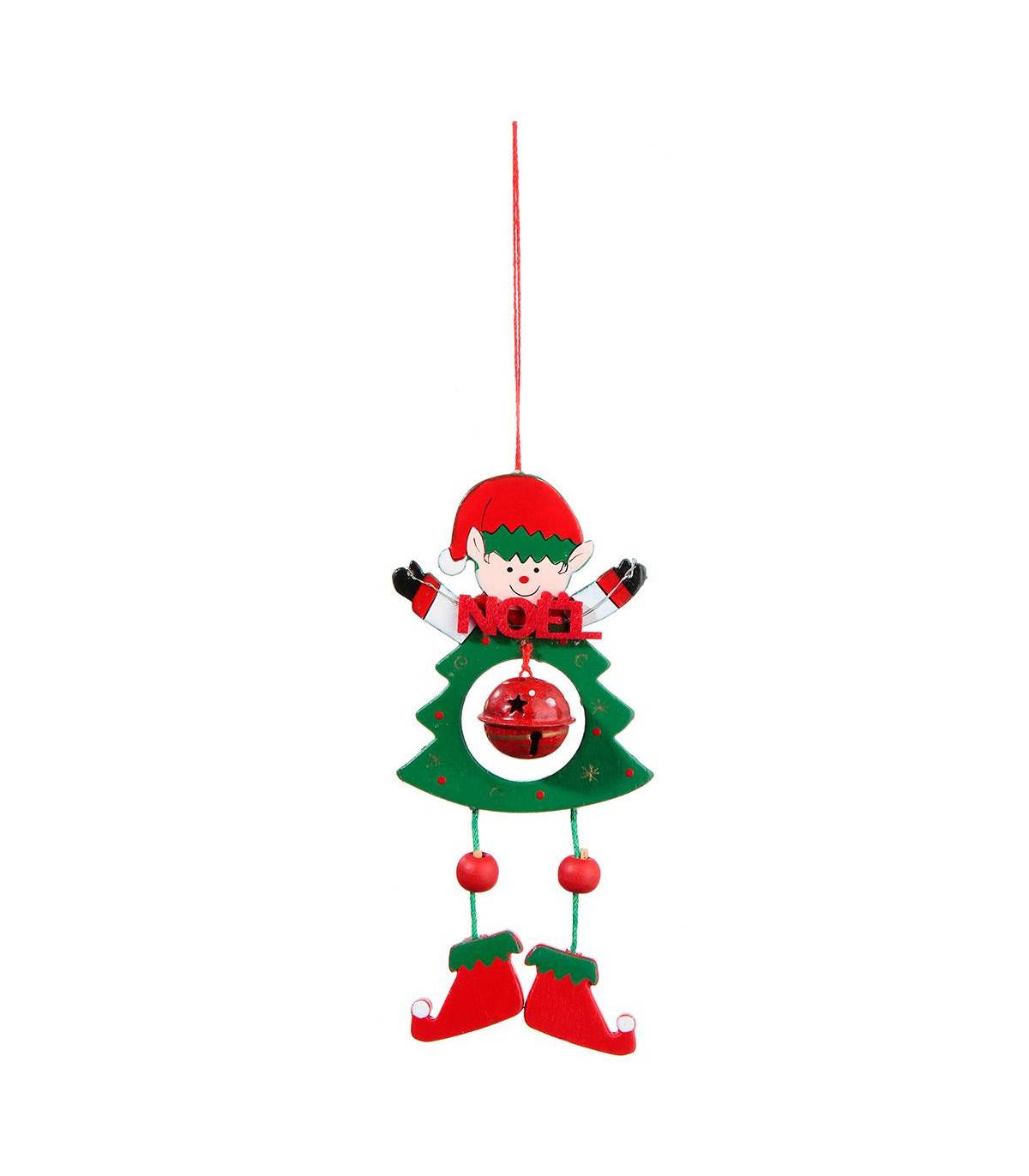 Fééric Lights & Christmas - Sujet de Noël à suspendre Personnage en bois avec grelot