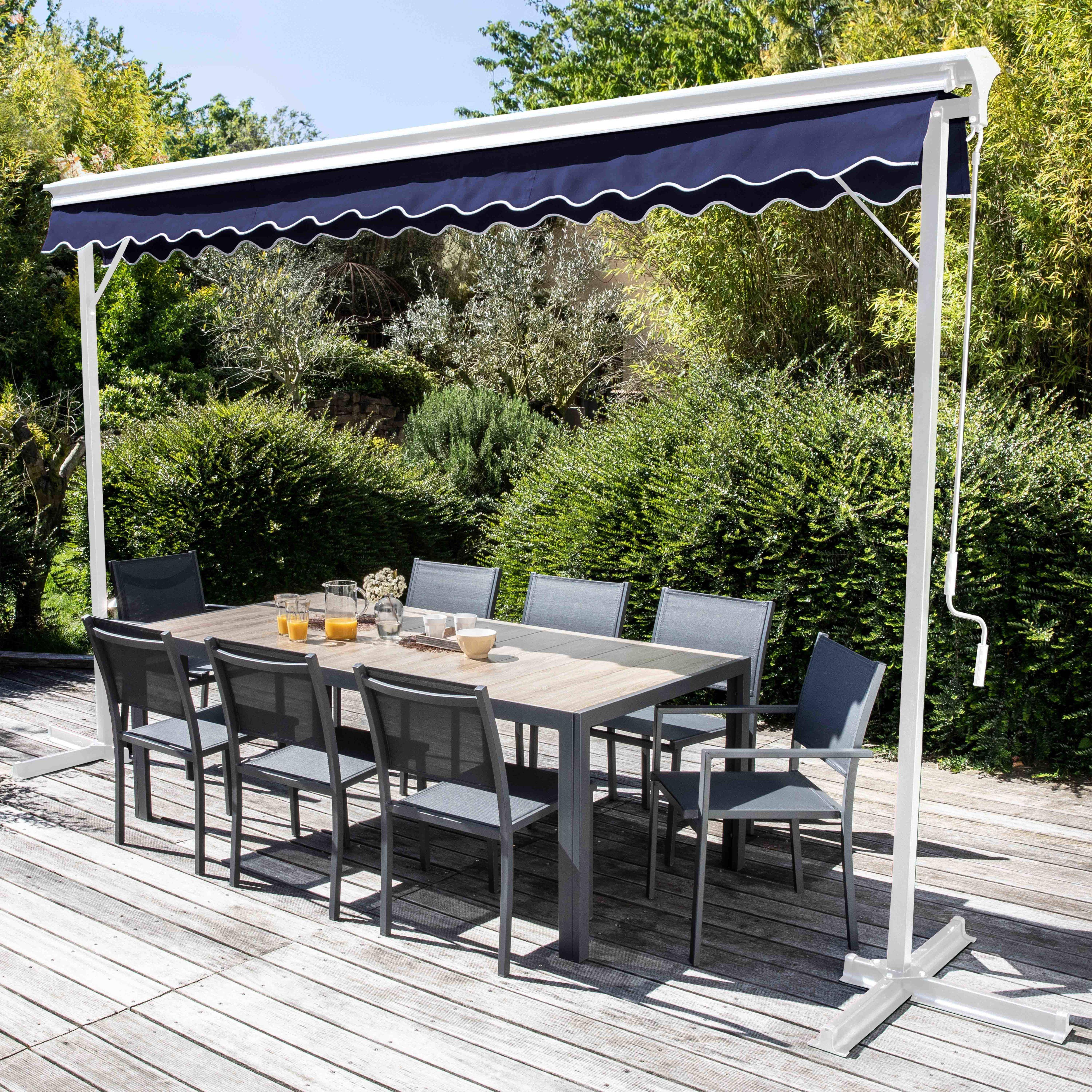 Oviala - Store double pente avec coffre 3 x 4 m en aluminium bleu marine
Delgada - Oviala - Imagen 3