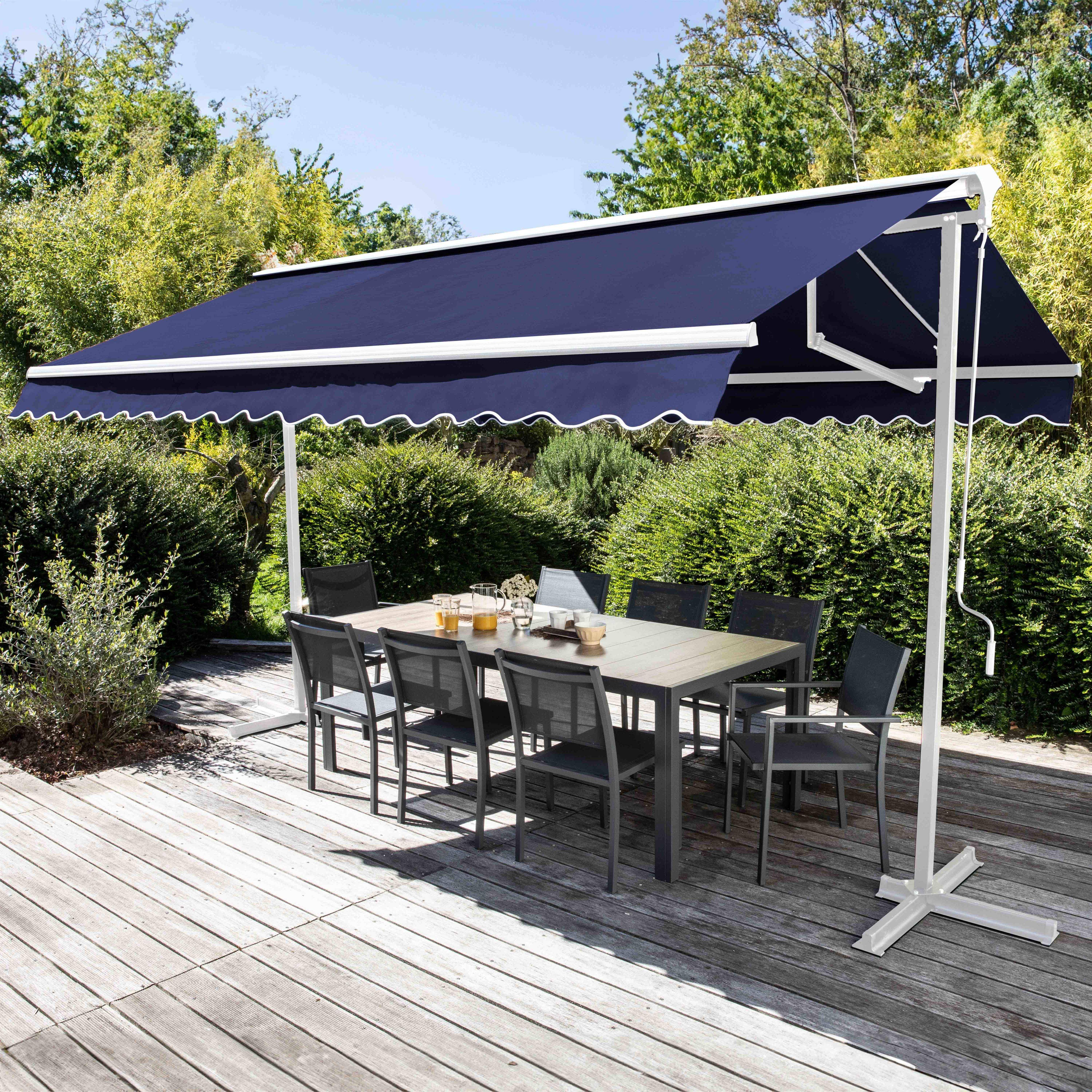 Oviala - Store double pente avec coffre 3 x 4 m en aluminium bleu marine
 Delgada - Oviala - Imagen 2
