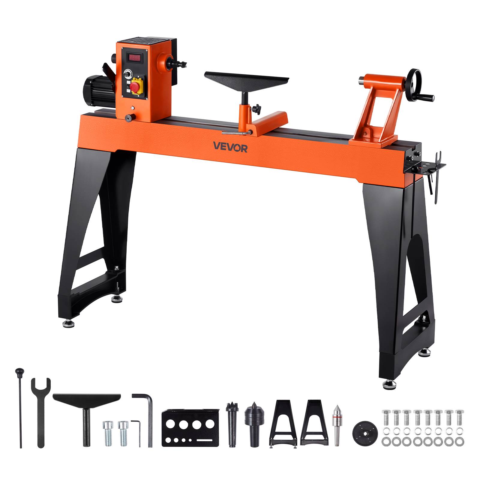 Vevor - VEVOR Tour à bois électrique 1100 W, 40,6 x 102 cm, vitesse variable 150-3200 tr/min, moteur CC sans balais, corps fonte, pieds verticaux - Image 1