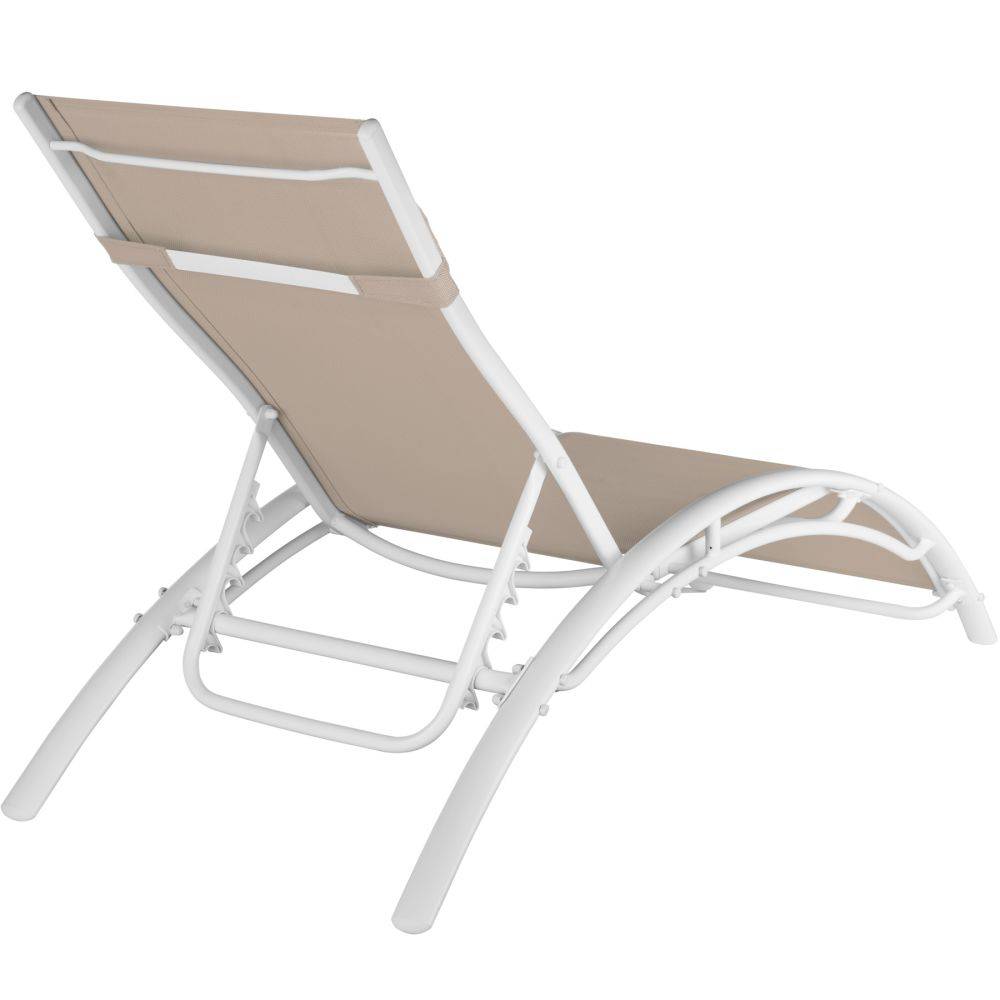 Helloshop26 - Lot de 2 transats bain de soleil avec coussin de tête beige - Imagen 3